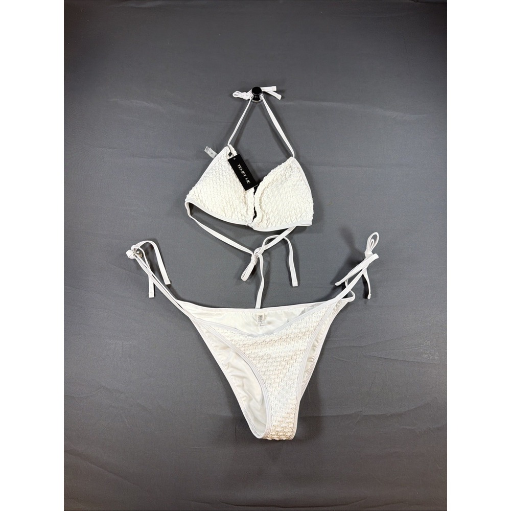 Tempt Me white two-piece bikini featuring a textured Medium